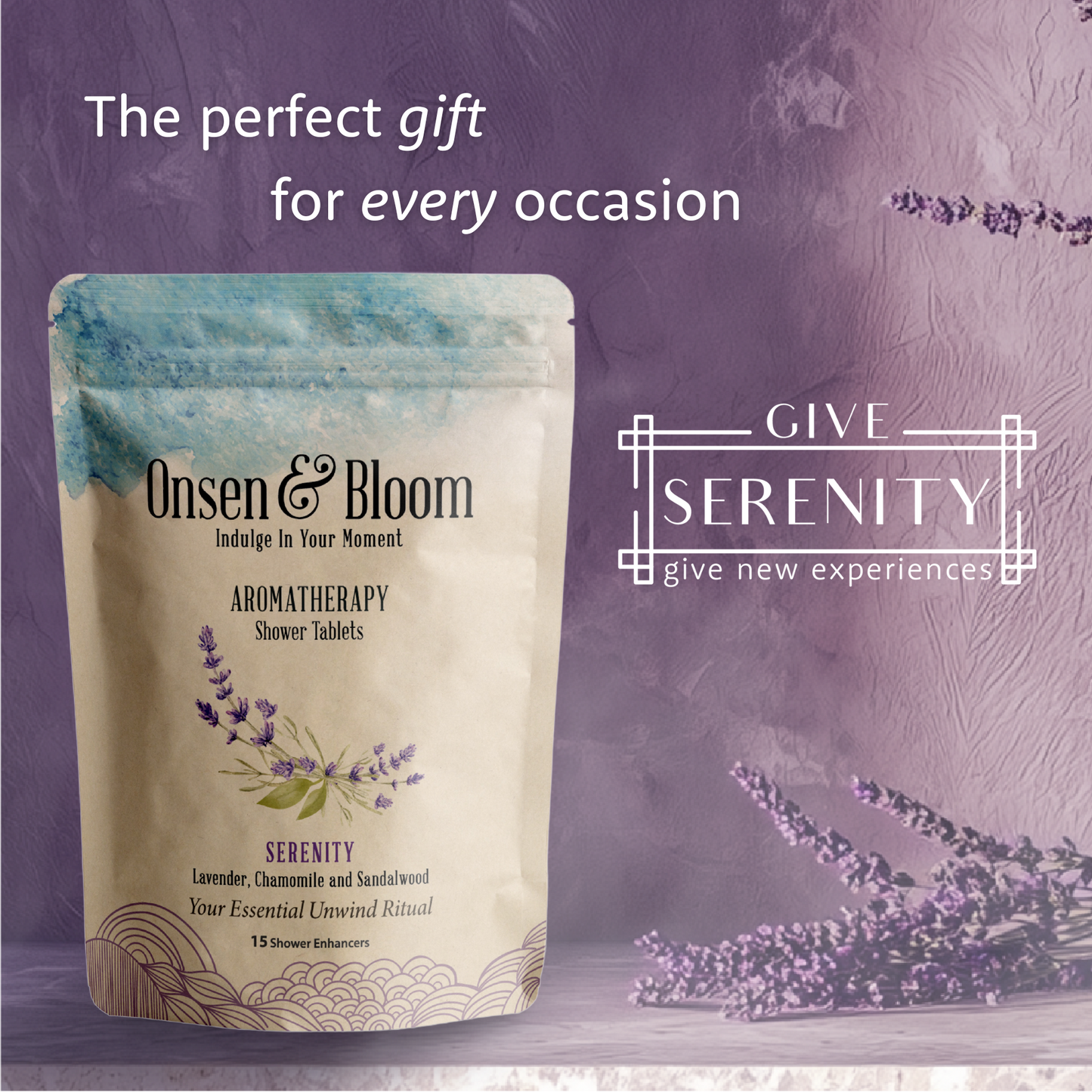 SERENITY Shower Steamers - Lavender, Chamomile and Sandalwood - 15 Pack