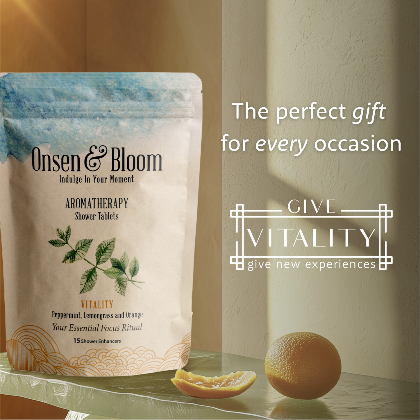 VITALITY Shower Steamers - Peppermint, Lemongrass and Orange - 15 Pack