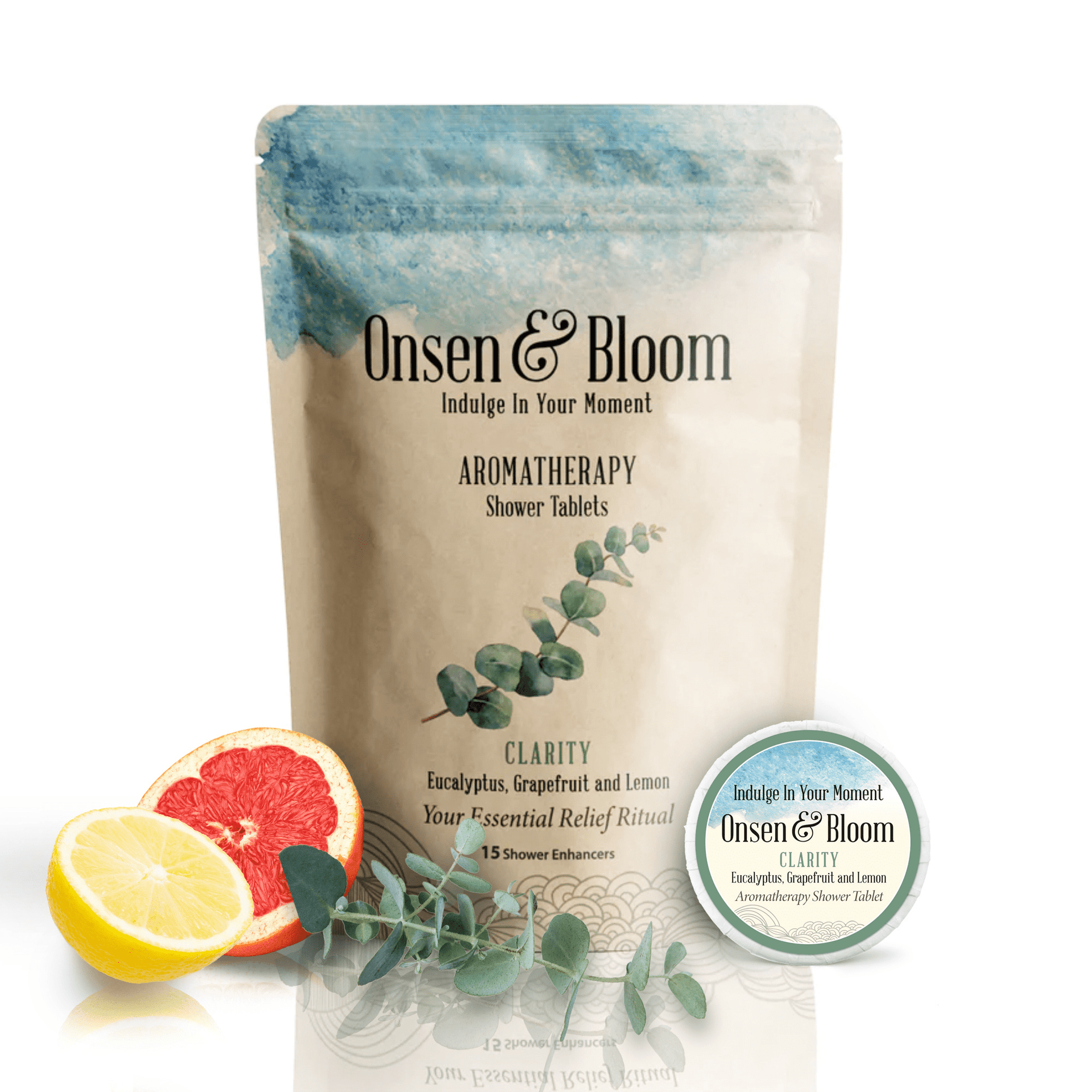 Clarity Shower Steamers — Eucalyptus, Grapefruit, Lemon — 15 Pack
