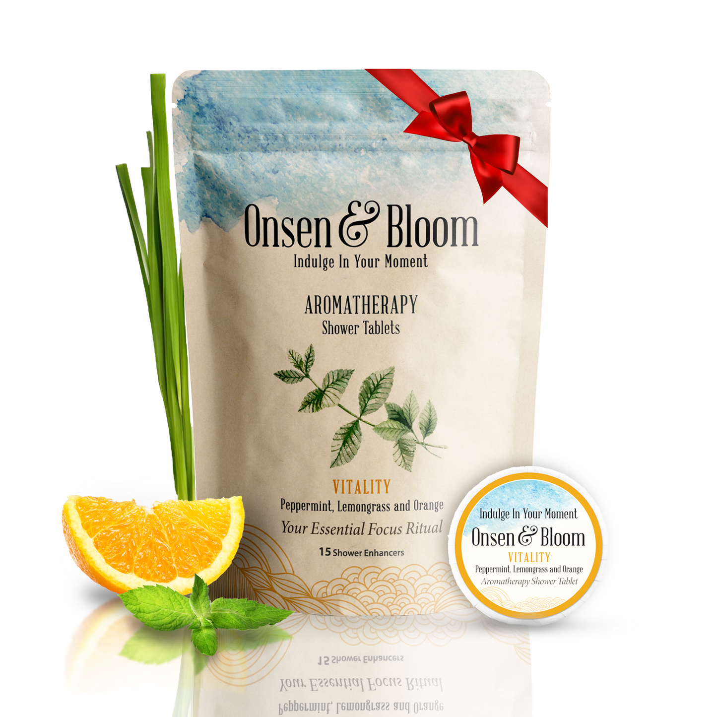 VITALITY Shower Steamers - Peppermint, Lemongrass and Orange - 15 Pack